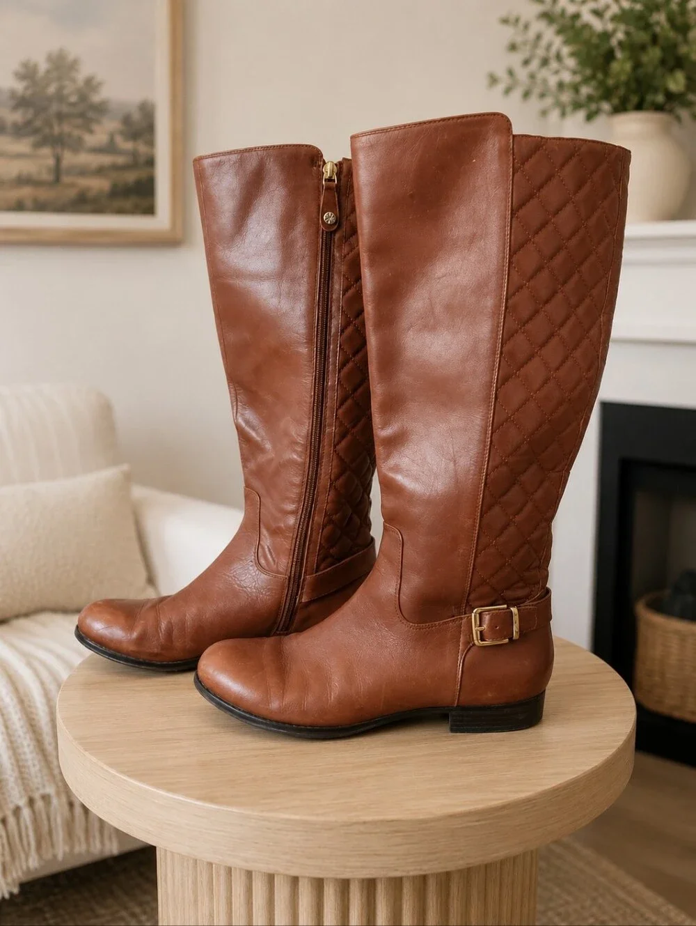 Isaac Mizrahi Live! Leather Riding Boots Wide Calf -Standard Sz10 Women